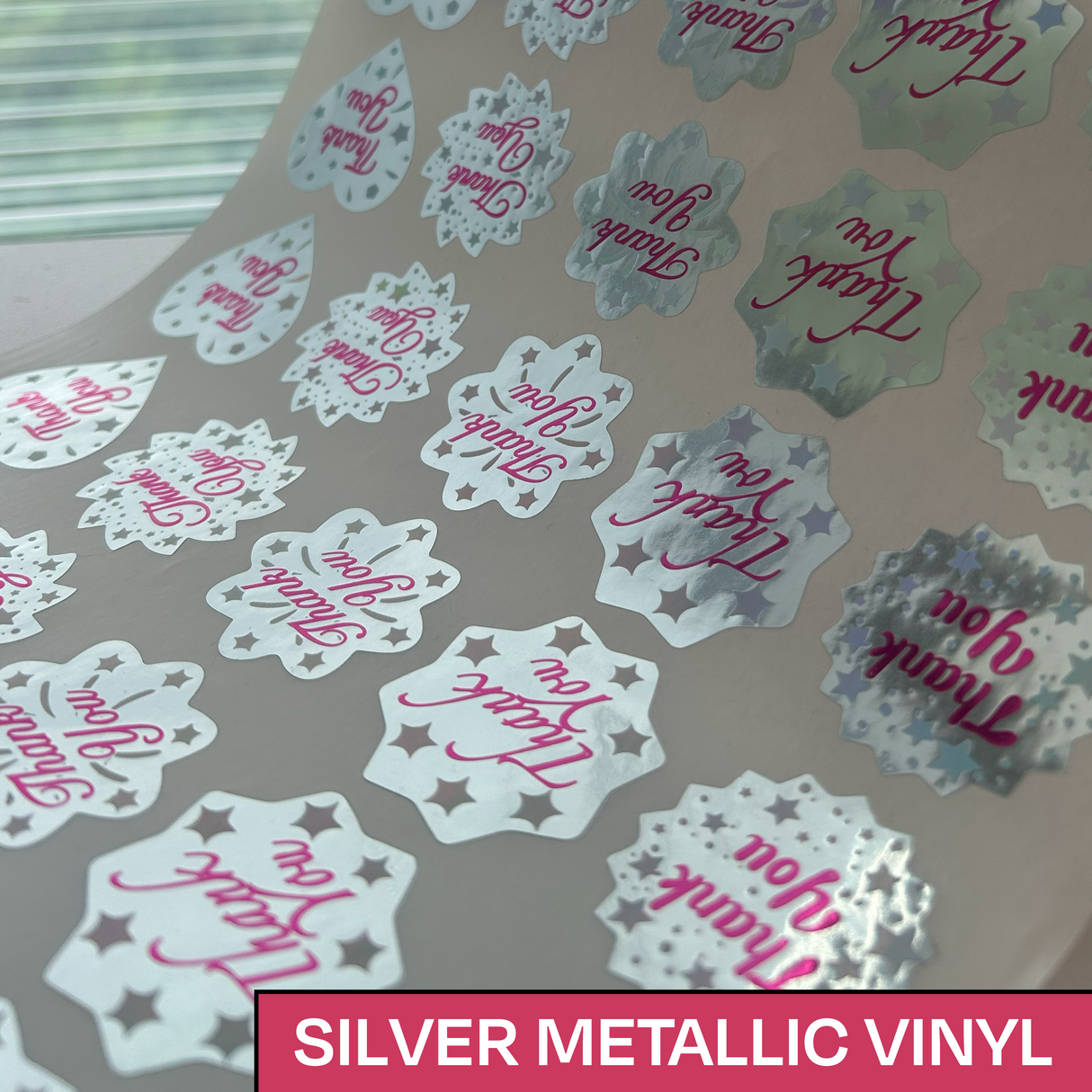 Custom Silver Metallic Vinyl Rectangle Label