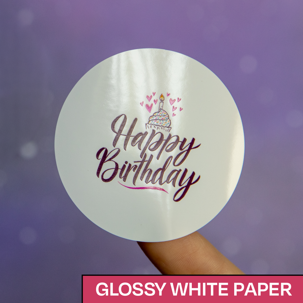 Custom Glossy White Paper Rectangle Label